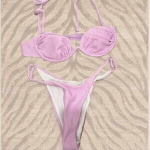 Lilac textured bikini set super